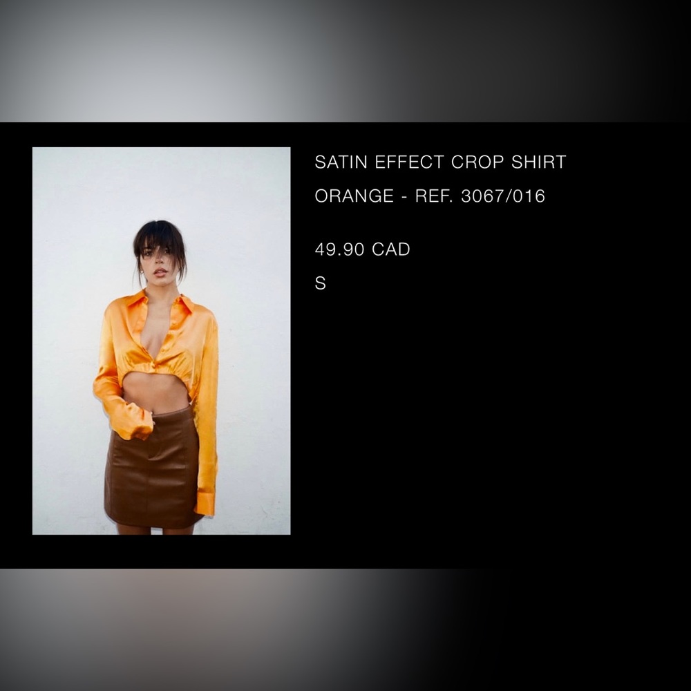 Zara long sleeve satin orange top